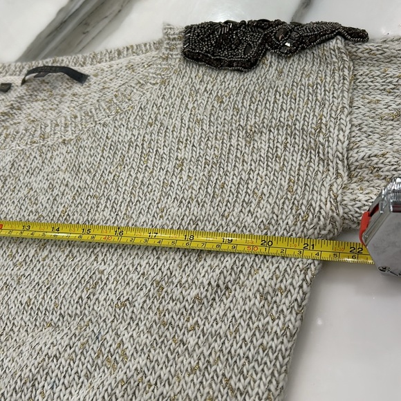 Guess Sweater with Beaded Shoulder Design & Metallic Threads-Sz M - Picture 12 of 14